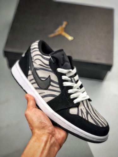 Air Jordan 1 Low Zebra Black White-Sail On Sale