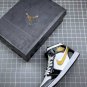 Air Jordan 1 Mid Black Gold Patent Leather 852542-007 On Sale