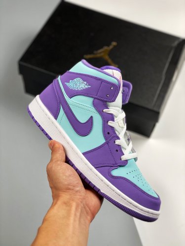 Air Jordan 1 Mid Purple Aqua Blue 500 For Sale