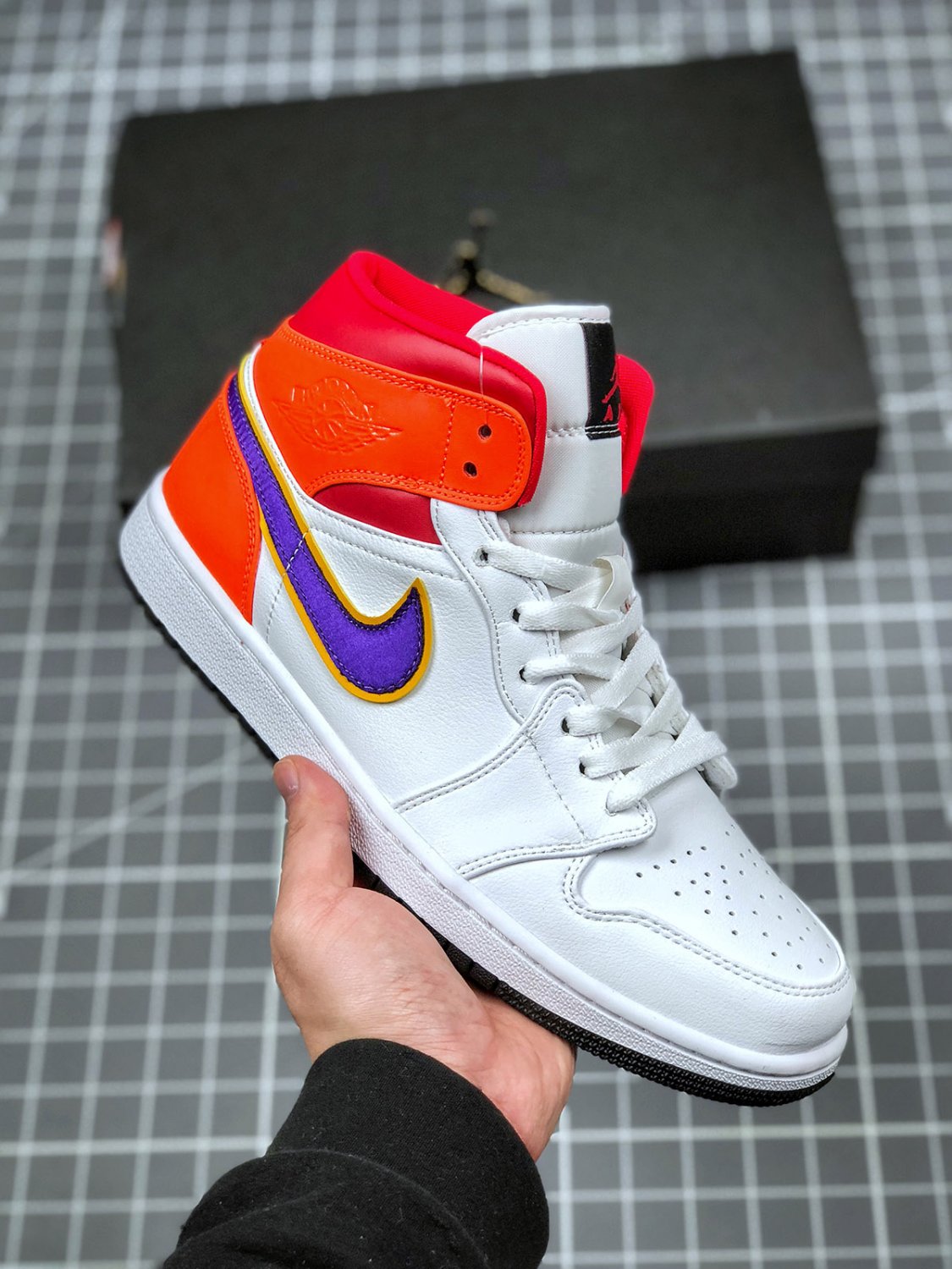 jordan 1 mid white court purple teal