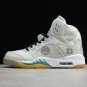 2020 OFF WHITE x Air Jordan 5 Grey Green White CT8480 105