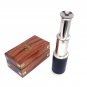 6" Handheld Vintage Brass Telescope Nickel Plated with Wood Box - Pirate Navigation Collectible