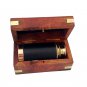 6" Handheld Vintage Brass Telescope with Wood Box - Pirate Navigation Collectible