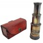 Vintage Nautical Victorian Marine Brass Telescope with Leather Case