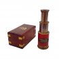 5" leather Victorian Marine Antique Brass Telescope with Wood Box