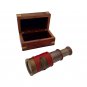 5" leather Victorian Marine Antique Brass Telescope with Wood Box