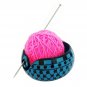 Handcrafted Dawn Blue Ceramic Knitting Yarn Bowl Holder, Crochet for Moms