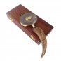 Vintage Brass 10" Horn Handle Magnifying Glass in Wooden Box