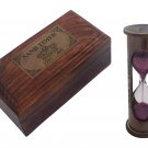 3.5" Antique Brown Brass Red Sand Timer/Hourglass in Wood Box | Maritime Gift