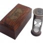 3.5" Antique Brown Brass White Sand Timer/Hourglass in Wood Box | Maritime Gift