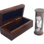 3.5" Antique Brown Brass White Sand Timer/Hourglass in Wood Box | Maritime Gift