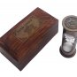 3.5" Antique Brown Brass White Sand Timer/Hourglass in Wood Box | Maritime Gift