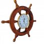 18" Ships Time Nautical Handcrafted Wooden Ship Wheel Clock with Roman Numerals