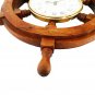 18" Ships Time Nautical Handcrafted Wooden Ship Wheel Clock with Roman Numerals