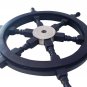 Nautical Handcrafted 24" Dark Blue Wooden Ship Wheel, Home Wall Décor