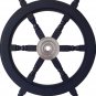 Nautical Handcrafted 24" Dark Blue Wooden Ship Wheel, Home Wall Décor