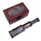 6" Antique Commando Nautical Victorian Marine Brass Telescope with Wood Box