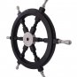 Vintage Nautical Handcrafted 24" Black Wooden Ship Wheel with Aluminium Hub
