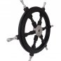 Vintage Nautical Handcrafted 24" Black Wooden Ship Wheel with Aluminium Hub