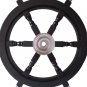 Vintage Nautical Handcrafted 24" Black Wooden Ship Wheel with Aluminium Hub