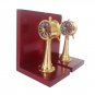 Vintage Nautical Telegraph Bookend on Red Wooden Stand