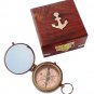 A Father is Neither Personalized Engraved Antique Brass Compass in Wooden box