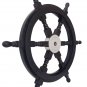 Nautical Handcrafted 24" Black Wooden Ship Wheel, Home Wall Décor