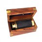 6" Handheld Vintage Purple leather Brass Telescope with Wood Box