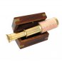 6" Handheld Vintage Cream leather Brass Telescope with Wood Box
