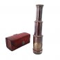 6" Antique Nautical Victorian Marine 1915 Brass Telescope with lid leather case