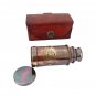 6" Antique Nautical Victorian Marine 1915 Brass Telescope with lid leather case