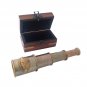 Antique Finish 4 fold 7" Victorian Marine Full Brass Telescope with Wood Box