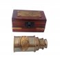Antique Finish 4 fold 7" Victorian Marine Full Brass Telescope with Wood Box