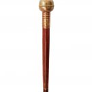 Wooden Walking Stick Cane with Antique Brass Compass with lid Handle