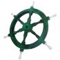 Nautical Handcrafted 24" Green Wooden Ship Wheel with Aluminium Handle