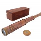 Royal Navy 12 inch Antique Finish Full Brass Telescope with lid  in Wood Box