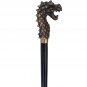 Antique Black Wooden Walking Stick Cane with Dragon Head Handle