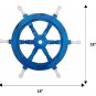 Nautical 18" Blue Wooden Ship Wheel with Aluminium Handle, Home Wall Decor