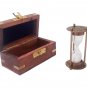 3" Antique 1917 Brass White Sand Timer/Hourglass in Wood Box | Maritime Gift