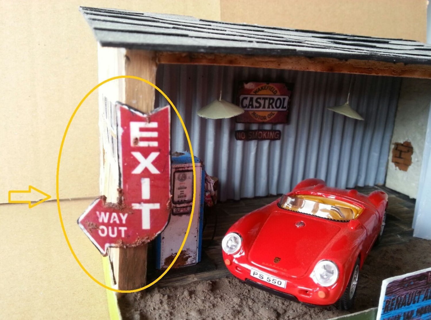 Rusty Metal Sign Exit For Diorama 1 18 Scale