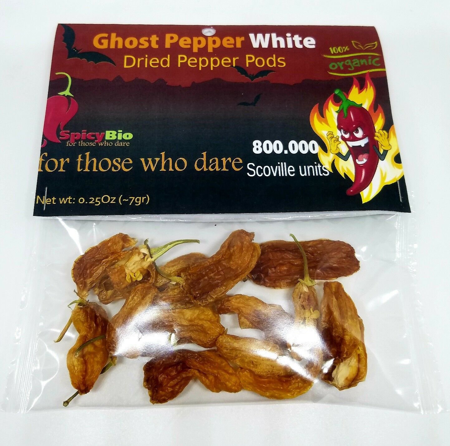Ghost Pepper White Dried Pepper Pods (100 Organic)