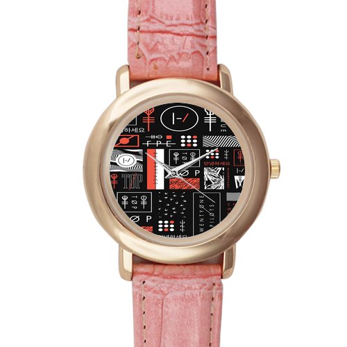 Twenty One Pilots Pink Leather Watches Wrist Watches Clothing Jewelry ...