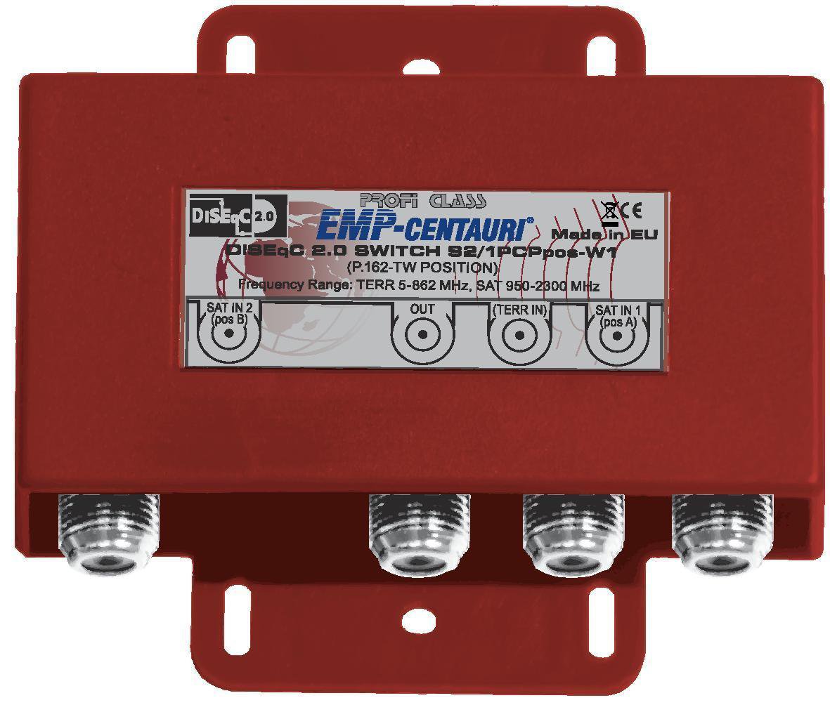 2x1 Premium DiSEqC FTA switch S2/1PCPpos-W1 with integrated terrestrial input