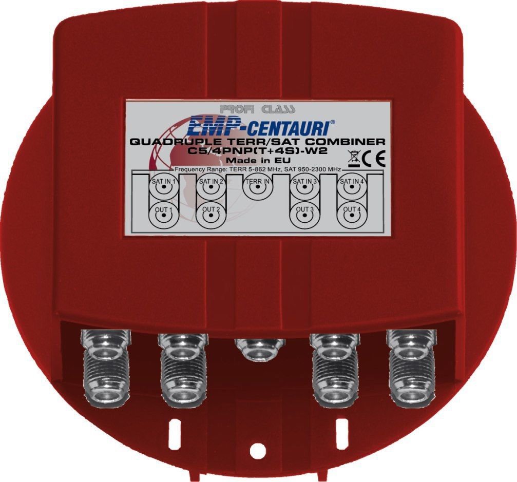 Quadruple SAT/TV Combiner C5/4PNP-W2, weatherproof, 4 yrs warranty