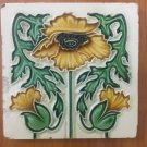 c.1900 Hemiksem Gilliot Belgium Art Nouveau tile floral 1 PC