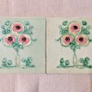 Collectible england vintage rare floral antique art nouveau majolica tile c1900