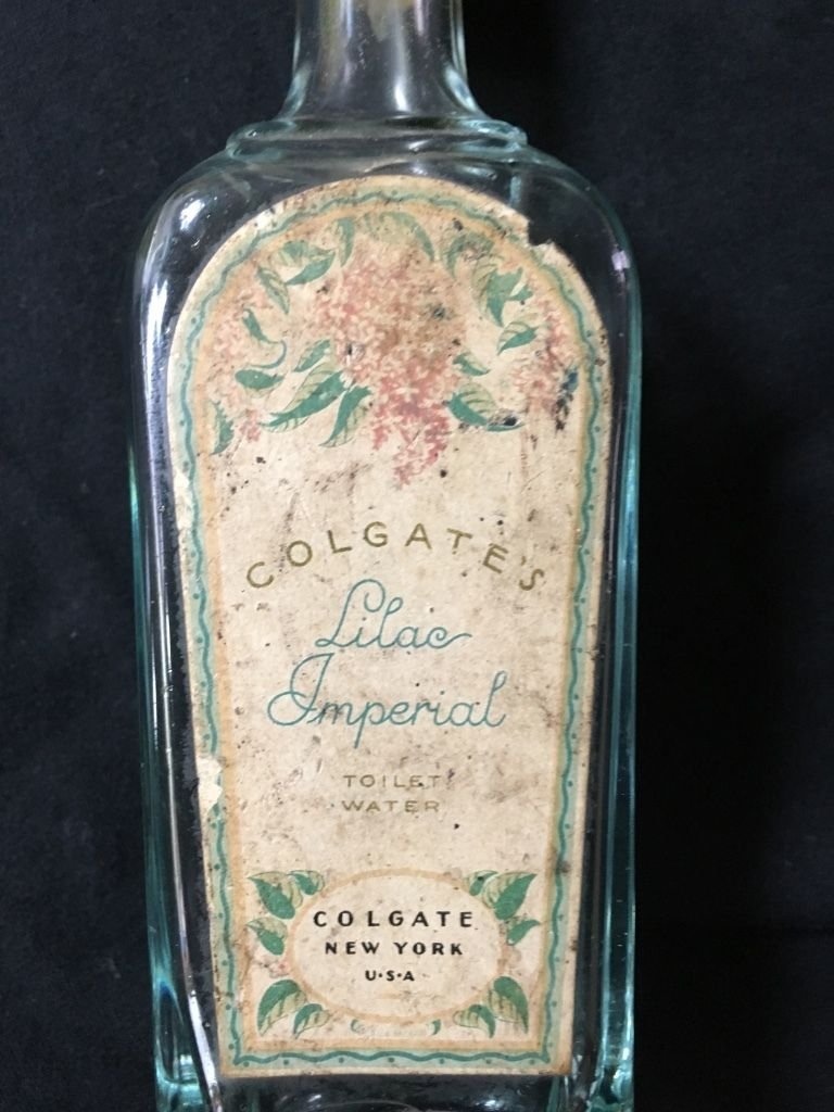 COLGATES Rare Vintage Lilac Imperial Toilet Water Bottle New York 1910