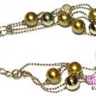 GOLD PEARL TEXTURED AND GOLD TONE BEADS BRACELET BC1