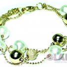 WHITE PEARL TEXTURED AND GOLD TONE BEADS BRACELET BC2