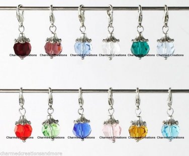 Birthstone Bead Lobster Clasp Clip Dangle Charm For Rolo Chain Floating Lockets